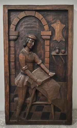 Sculpture bas relief bois - sculpture, en