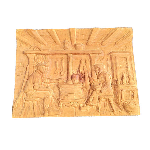 Tableau bois sculpté - en,