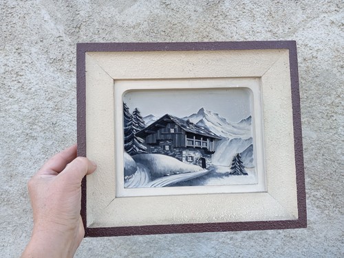 Tableau chalet montagne - tableau, bois