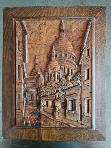 Tableau bois sculpté - en,
